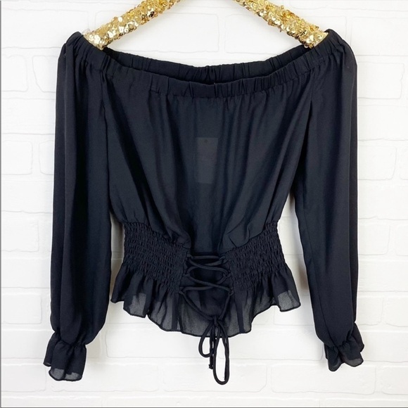 Nwt Ultra Flirt Lace Up Off Shoulder Top - Picture 1 of 5